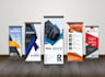 eye catching design roll up banner, table cover and retractable