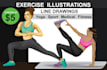 draw yoga exercise workout illustrations any line drawings