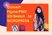 convert figma to wordpress, xd to wordpress,PSD to wordpress using elementor pro