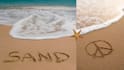write any message or name on a tropical beach sand