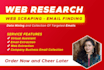do web research, web scraping, email finding,data mining and collection manually