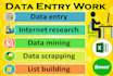 be your data entry clerk, data scraper, internet researcher