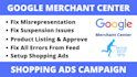 setup and fix google merchant center misrepresentation and shopping ads