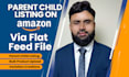 create and fix amazon parent child listing issues via flat file bulk variations