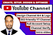 create youtube channel, and setup channel logo, art, intro