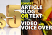 convert article to animation, stunning blog post video