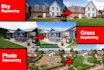 replace sky grass and edit remove objects from real estate photo