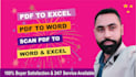 convert pdf to excel, scanned pdf to word or excel