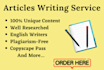 write original SEO optimized articles for your website or blog