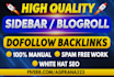 create high da and DR sidebar blogroll backlinks