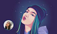 turn your photo into a vector art portrait with purple style