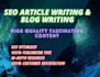 do SEO article writing, website content and blog writing