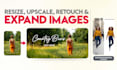 resize bulk images, ai upscale, expend photos background removal in photoshop