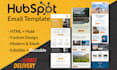 design editable hubspot email template and landing page