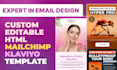 create responsive HTML email templates for mailchimp, klaviyo and hubspot