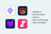design a minimalist modern app icon logo for ios and android app