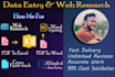 do perfect data entry internet research and copy paste