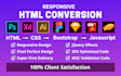 convert psd to html, xd to html, figma to html responsive bootstrap