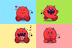 draw simple cute 2d vector cartoon in multiple emotions