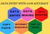do fastest data entry, data mining, data scraping, copy paste, internet research