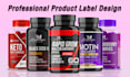 do product label design, supplement label and bottle label with 3d mock up