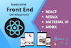 create front end web development in react js and javascript