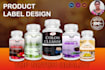 design supplement label and bottle packaging with fda style layout print ready