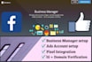 setup facebook business manager, ad account, and fb pixel