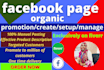 do facebook page promotion, create, setup, manage organic