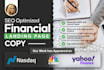 write SEO finance and b2b landing page copy