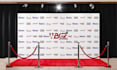do backdrop design, step and repeat banner by logo