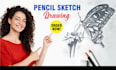 draw a pencil sketch of your portrait, pet, and other