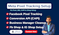 fix facebook pixel issues, setup tracking, business manager and fb shop