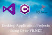 develop winforms desktop application in c sharp and visual basic