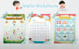 design creative activity worksheets or flashcards for kids