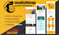 design and code mailchimp ready editable HTML email template
