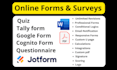 create questionnaire surveys jotform, google form, tally form quiz cognito form
