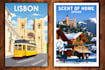 design vintage, retro, and modern travel posters