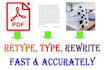 retype, type, rewrite pdf image scanned document quickly