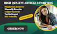 manually paraphrase, rewrite, or proofread your content
