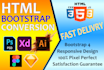 convert psd to html, xd to html, sketch to html responsive bootstrap 4
