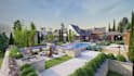 design front garden, backyard, swimming pool, villa landscape