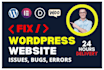 fix wordpress website issues error bugs,HTML CSS,elementor pro divi expert help