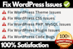 resolve or fix wordpress issues, bugs, or errors