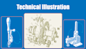 technical illustration, instruction manual design, product vector line art