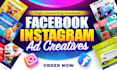 design facebook and instagram ads, creative ad images and social media post