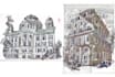 hand drawn architecture drawing sketch concept illustrations