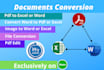 pdf conversion, image to word or excel