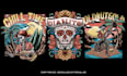 do unique skull and skeleton streetwear, beach tshirt merch