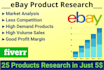 do ebay product researching and listthem on ebay